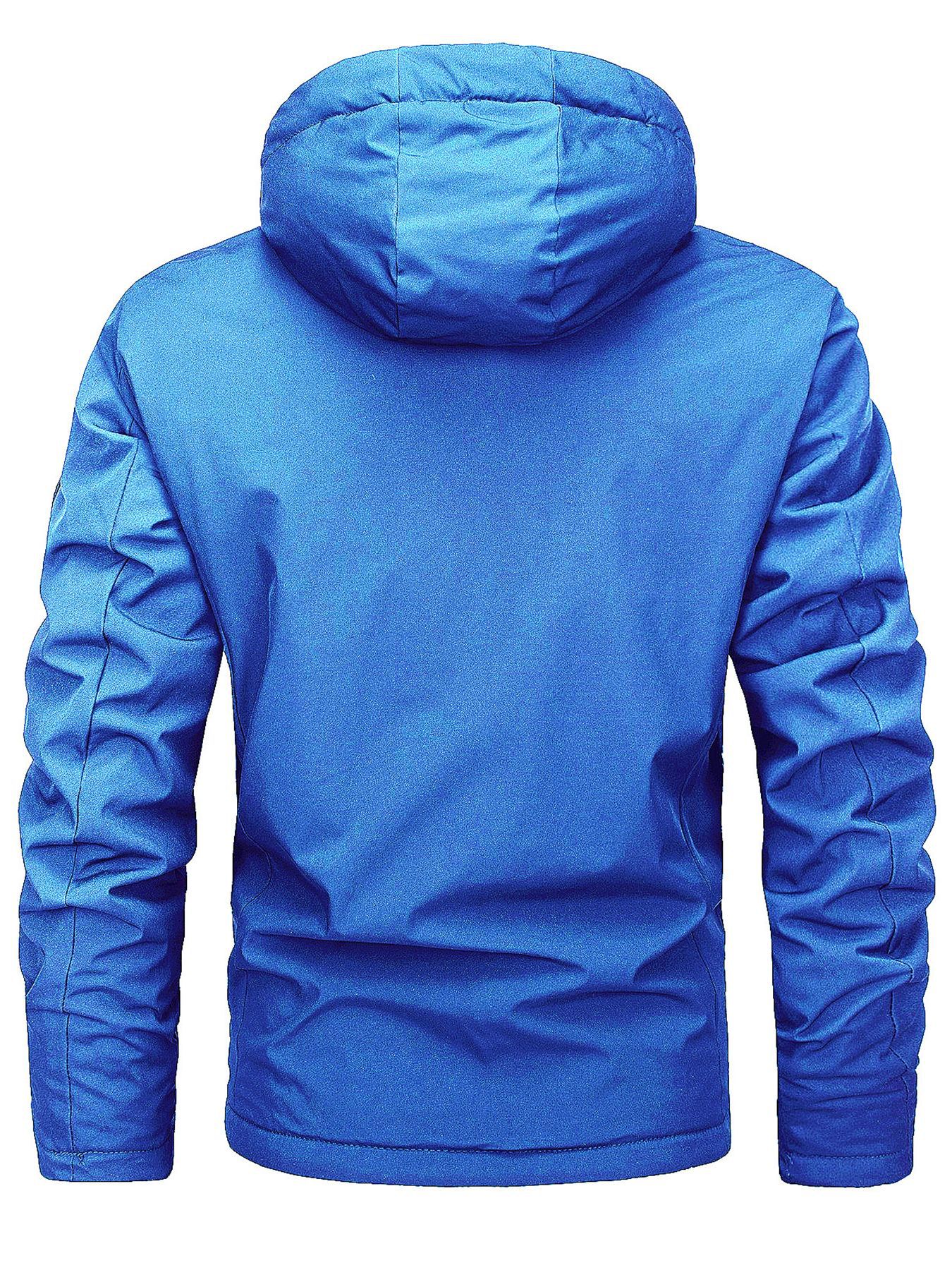 Giacca a vento casual da uomo in stile americano con cappuccio, foderata in pile, taglia grande, invernale 2024_voghion.com