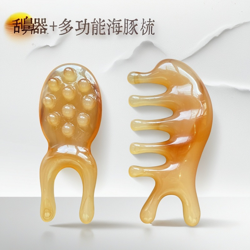 Gua Sha Facial Massage Tool Set Resin Guasha Board Meridian Comb for Face Scalp Body Care overview