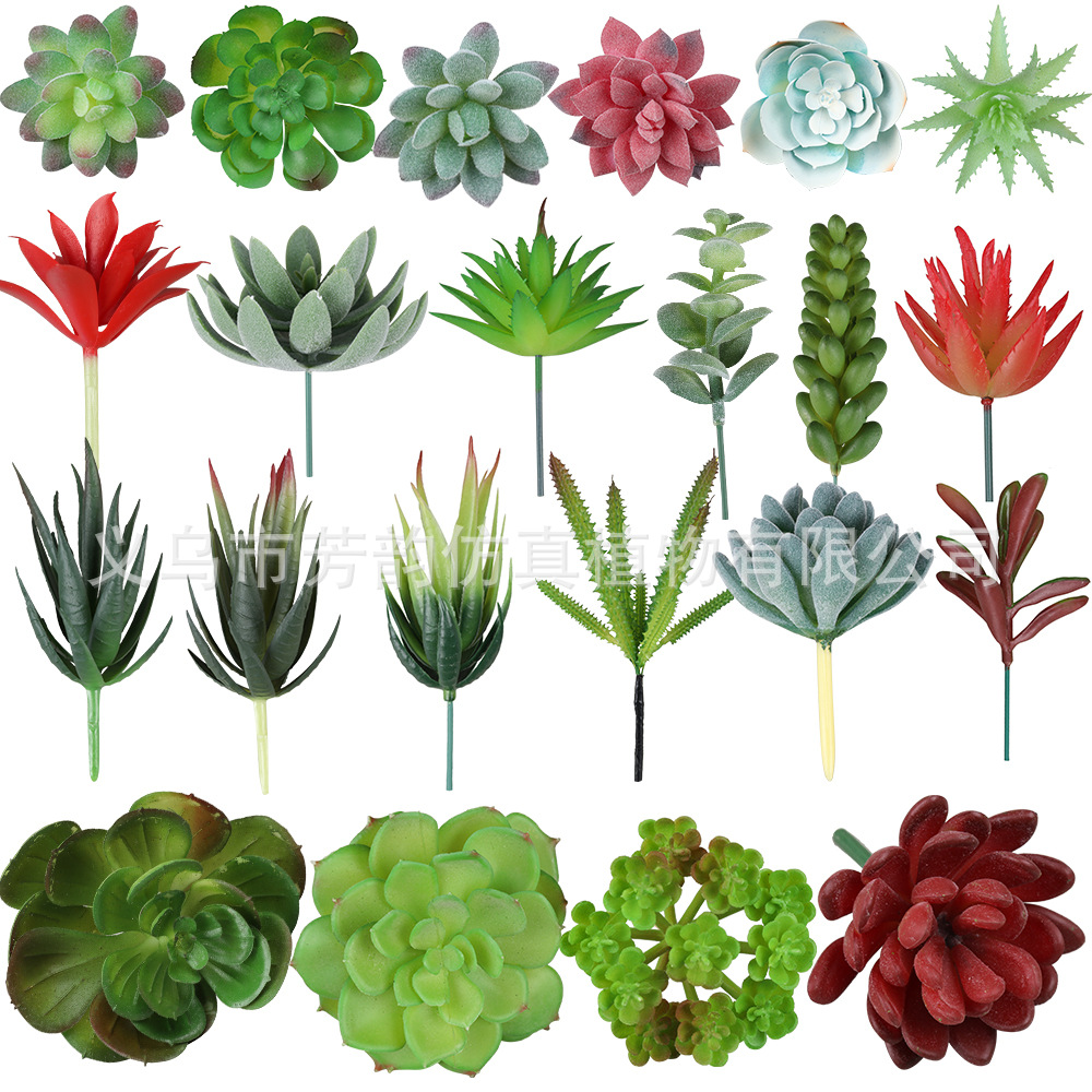 Cabezas de Suculentas Artificiales de PVC, PE y TPR para Arreglos Florales de Interior y Balcón
