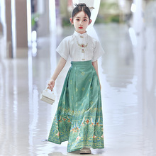 多色马面裙汉服女童明制中国风新款古风裙子古风印花中式套装配饰