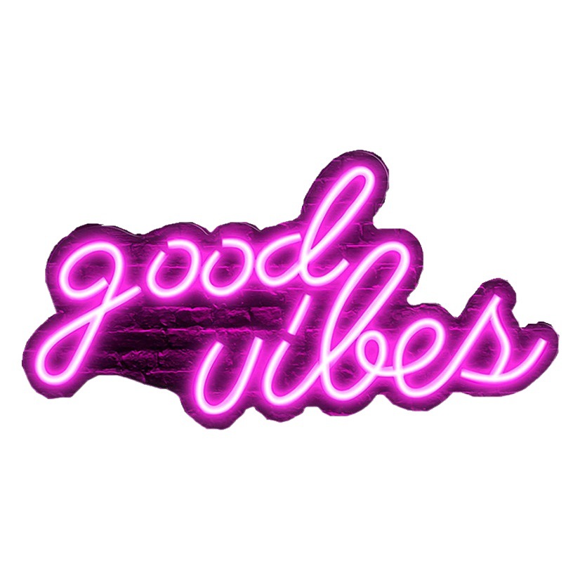 Amazon popular acrílico transparente de neón carta Fondo Junta LED BUENAS VIBES luz decorativa