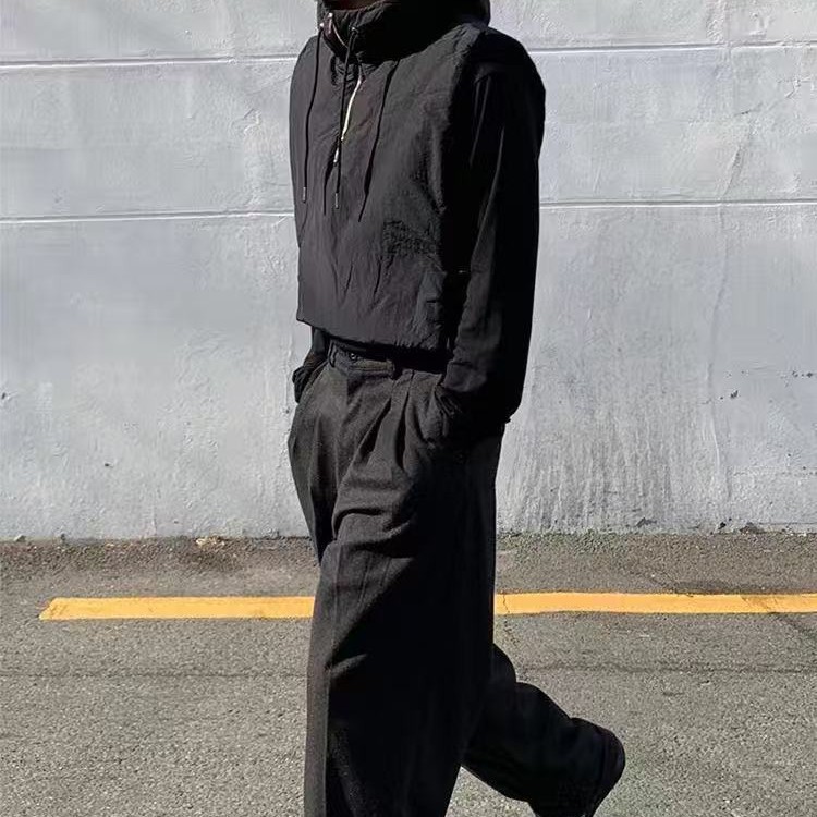 European and American cross-border shawl hat, down cotton hooded vest, windproof outdoor cycling hood, paired with a coat, faux two-piece design