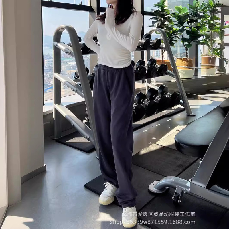 lulu same style softstreme2024 new color draping Women's Mid-waist casual sports drawstring straight mop pants