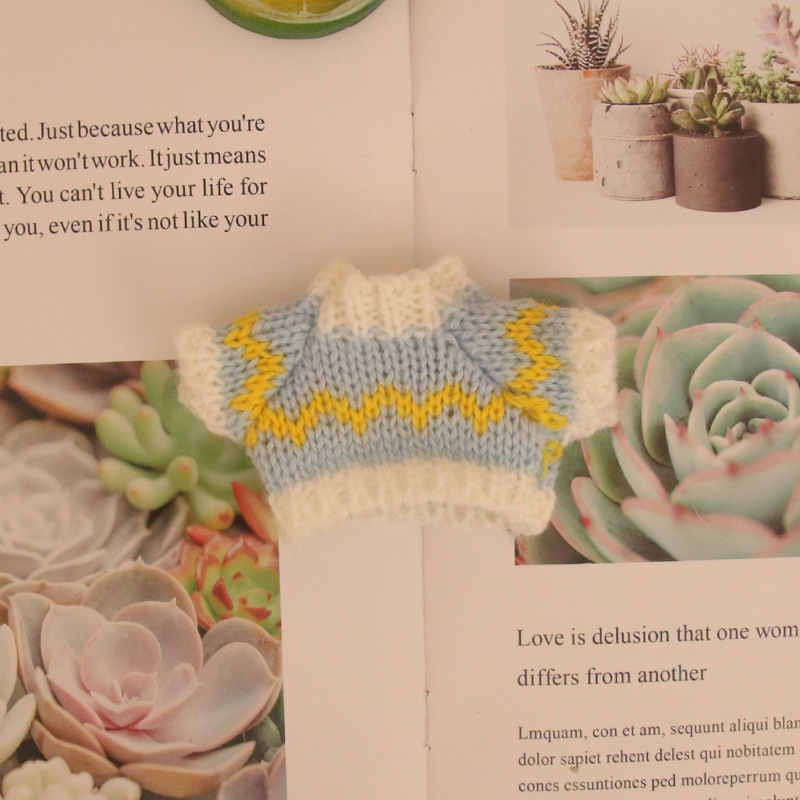 Suéter de perro de cabeza de 14cm 8 puntos bjd accesorios de muñeca pequeña muñeca de juguete 10 cm dientes faltantes ropa de muñeca de algodón