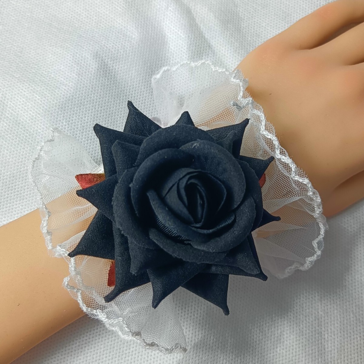 Nueva flor de muñeca de encaje negro Lolita vestido de rosa rojo vino niña bailando muñeca decoración rosa image 4