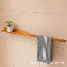 跨境新品木质毛巾架收纳架墙面壁挂架卫生间厨房壁挂毛巾架装饰架