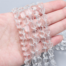 玻璃透明圆珠穿孔爱心珠散珠手工diy串珠手链头饰材料饰品小配件