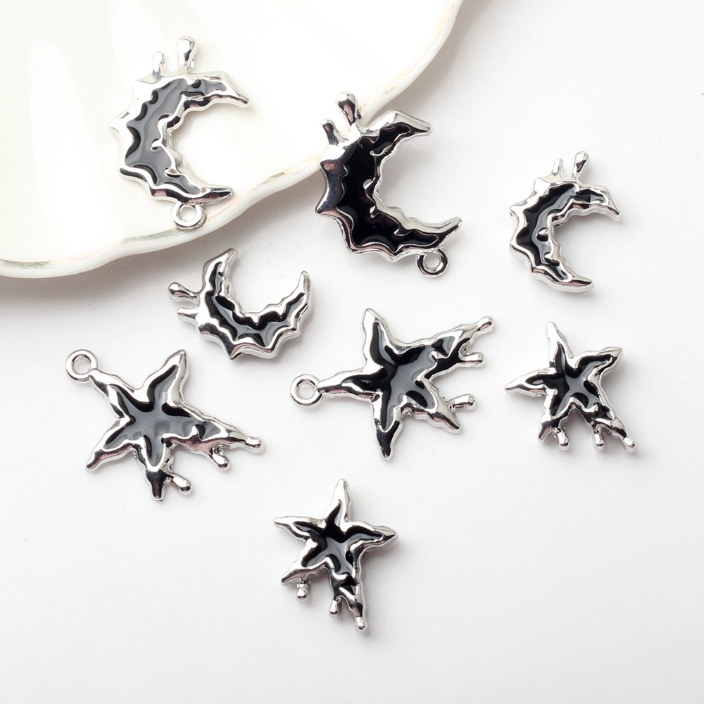 80g Weight Pendant Jewelry Making Type DIY Jewelry Accessories, Earrings Classification 10 PCS/Package Quantity Alloy Material Star, Moon Pattern Simple Style, Korean Style Style Enamel, Enamel, Plating Craft Black Color 10 PCS/Package Alloy Star Moon Pendant DIY Jewelry Accessories Earrings 2