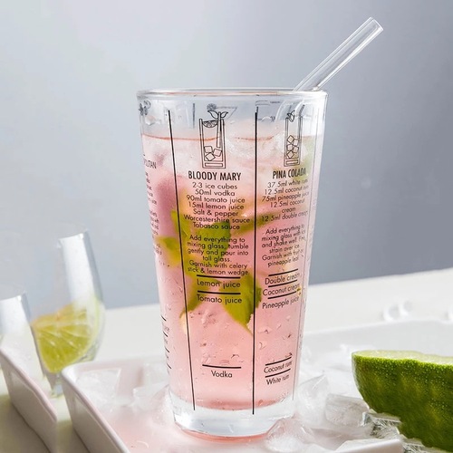 Cross-border sales of new stainless steel glass cocktail shaker with graduated glass milk tea glass 400ML