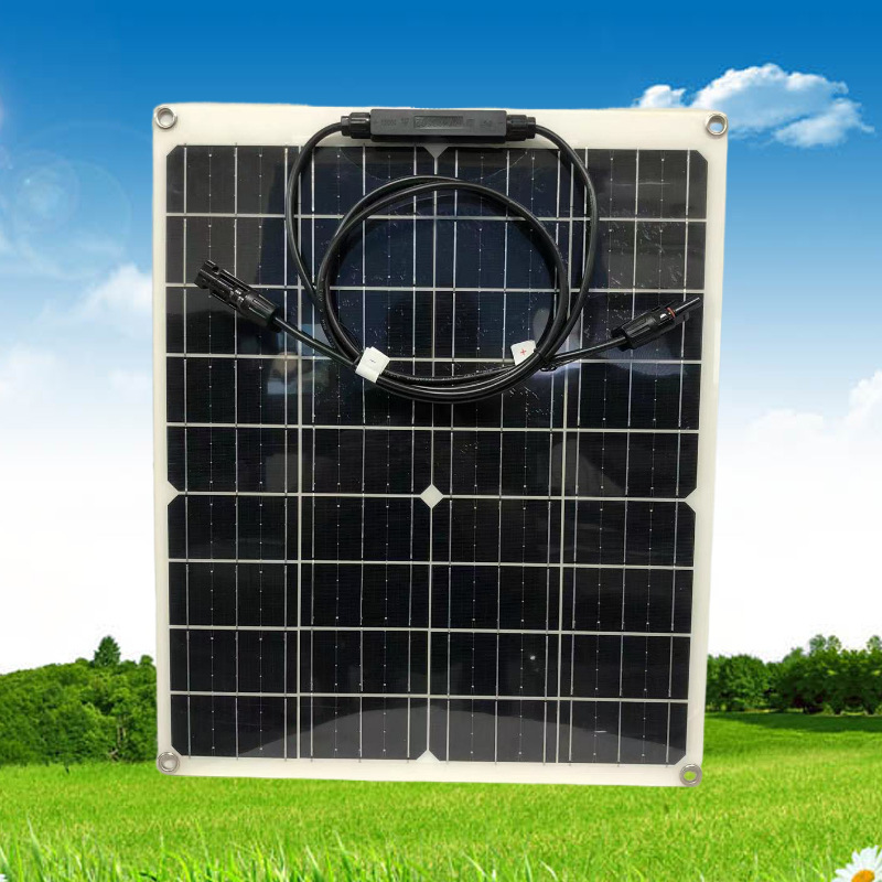 爆款太阳能板30W太阳能电池板MC4线盒套件户外汽车应急充电电源