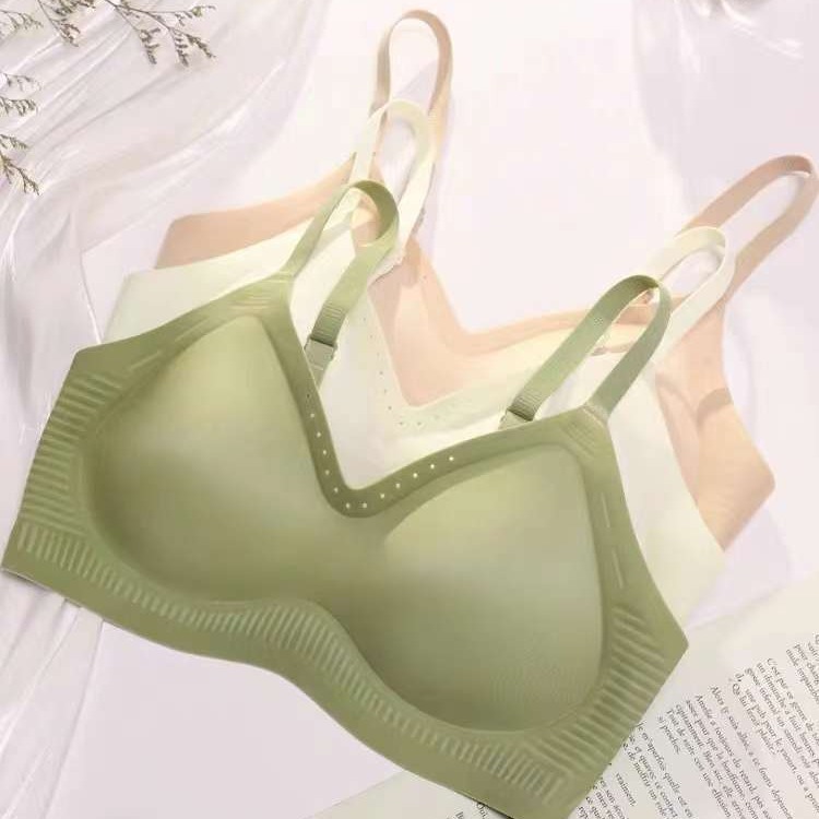 Nuevo estilo de verano brillante sin marcas cómodas ropa interior brillante sexy desnudo sujetador contra el pecho contra la caída del sujetador
