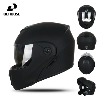 Cross-Border Exclusive Supply of Electric Motorcycle Helmets, Cool Full-Face Helmets, All-Season Dual-Mirror Flip-Up Helmets for Protective Riding (Motorcycle Safety Supplies) - matte-black-s