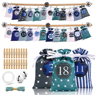 Cross-border Christmas gift bag set 1-24 countdown calendar hanging bag Halloween candy bag wholesale