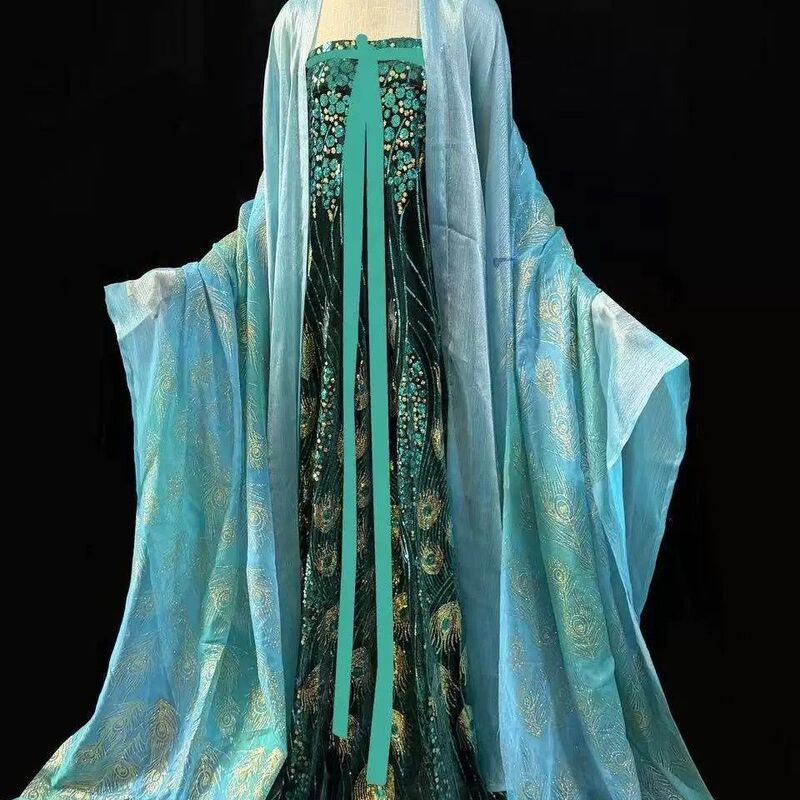 Tang Dynasty-Style Hanfu Set for Women with Intricate Embroidery, Peacock Pattern, Large-Sleeved Shirt, High-Waisted Skirt, Ancient Style Dance Performance Outfit, Ethereal and Fairy-Like Tang Dynasty-Style Hanfu Set for Women with Intricate Embroidery, Peacock Pattern, Large-Sleeved Shirt, High-Waisted Skirt, Ancient Style Dance Performance Outfit, Ethereal and Fairy-Like