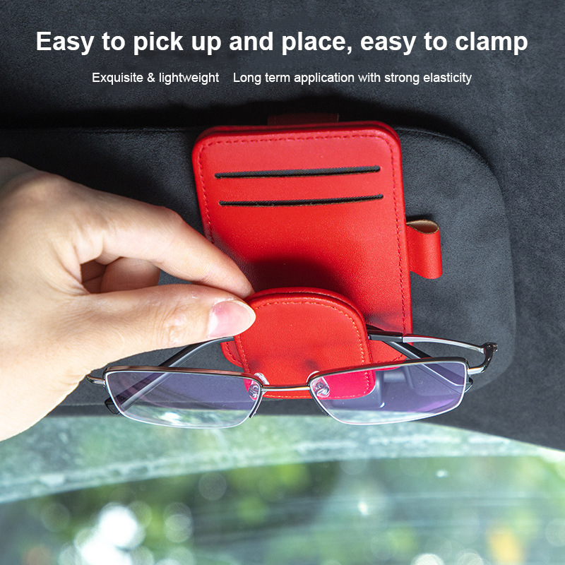 Car-Mounted Multifunctional Glasses and Ticket Holder, Practical High-End Round Eyeglass Clip, Multifunctional Accessory, Stylish