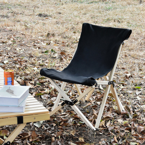 Outdoor Wooden Folding Chair Camping Seat Fishing Canvas Chair Road Trip Car Seat Leisure Sketching Chair