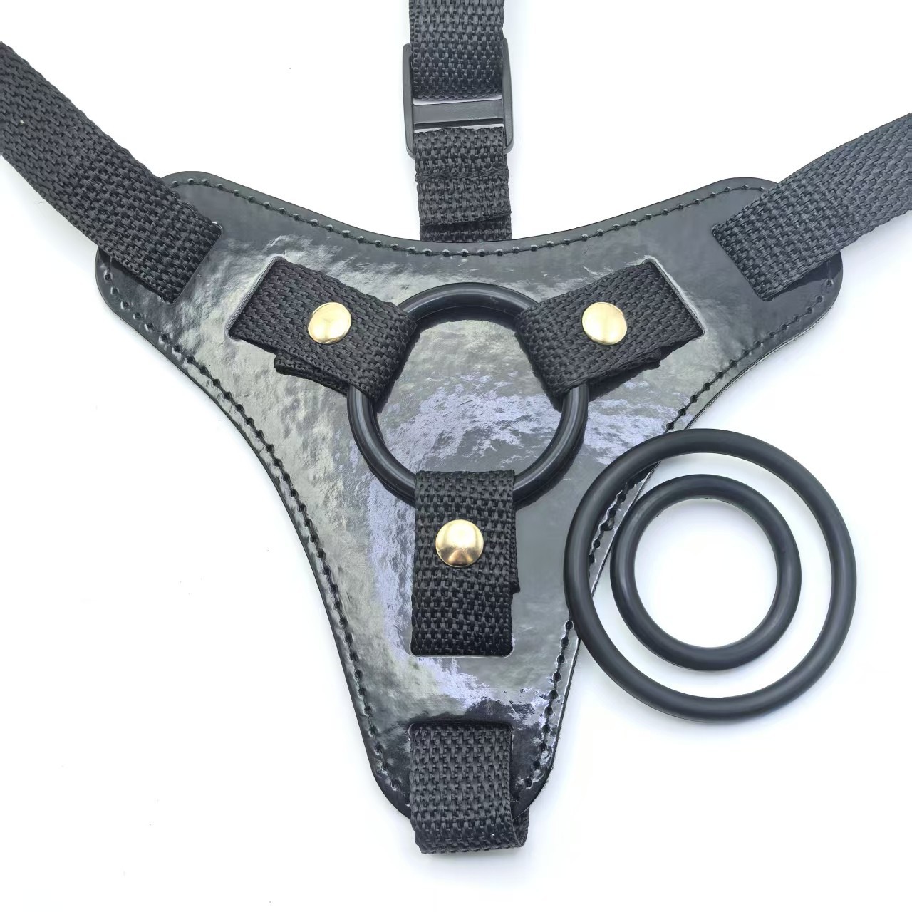 Strapless Strap-on Harness Pants with Suction Cup, Black PU Pull-Up Design — detail image 5