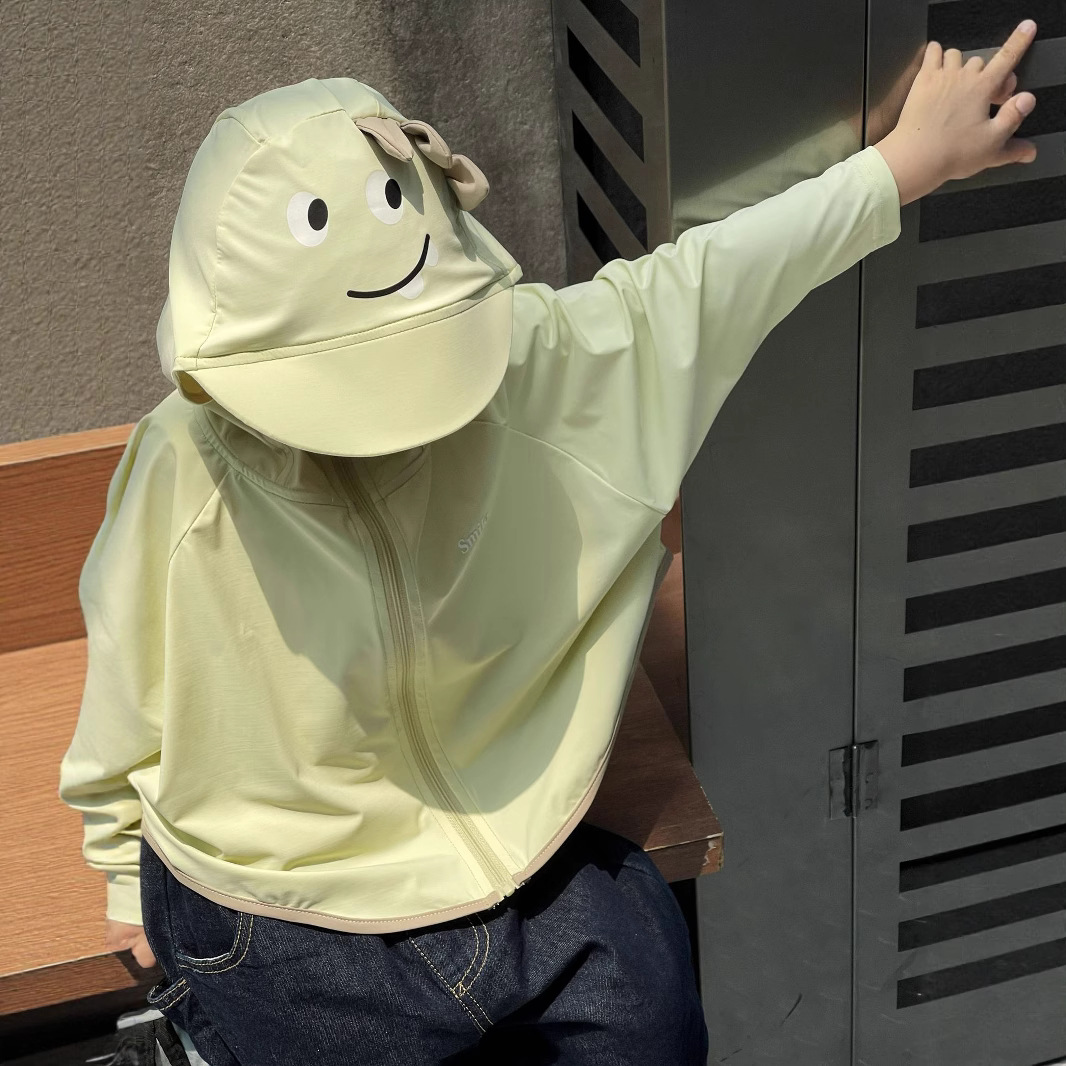 婴幼儿防晒衣UPF50+锦纶原纱防晒斗篷男女宝大卡通防晒外套透气冰