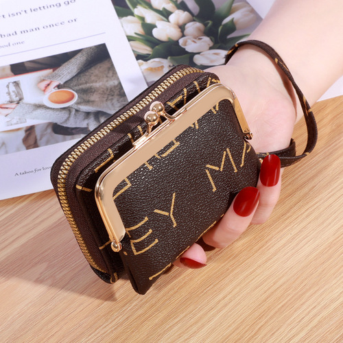 Women's Fashion Wrist Strap Wallet Short Length Zero Wallet Large Capacity Coin Holder with Multi-Card Slots Card Holder Money Clip