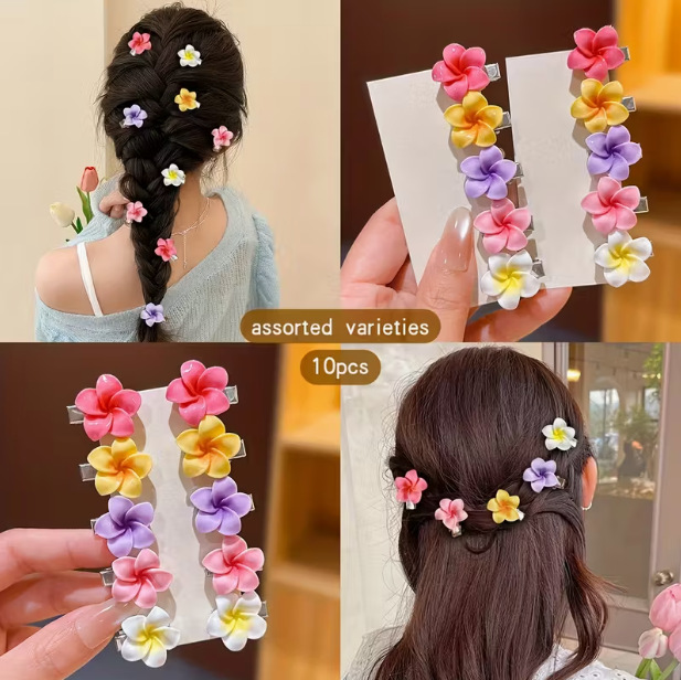 Cross-Border 10Pcs Plumeria Mini Ims Hair Clips for Braiding and Dyeing Hair, Wholesale
