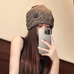 美式复古废土风扎染堆堆帽男女百搭显脸小加大宽松冷帽保暖月子帽