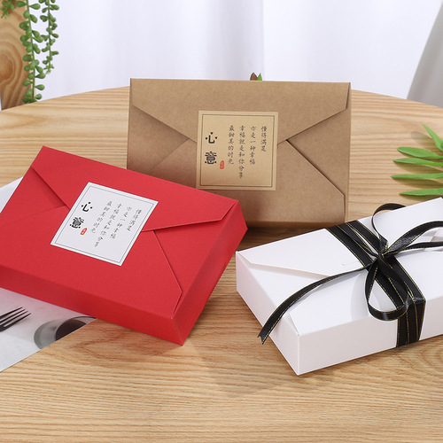 Simple envelope type biscuit box folding kraft paper chocolate candy packaging box moon cake snowflake pastry box