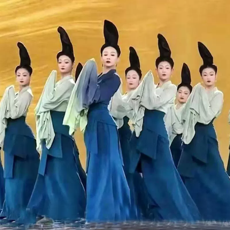 只此青绿舞蹈服装孟庆旸同款春晚千里江山图古典演出服飘逸练功服