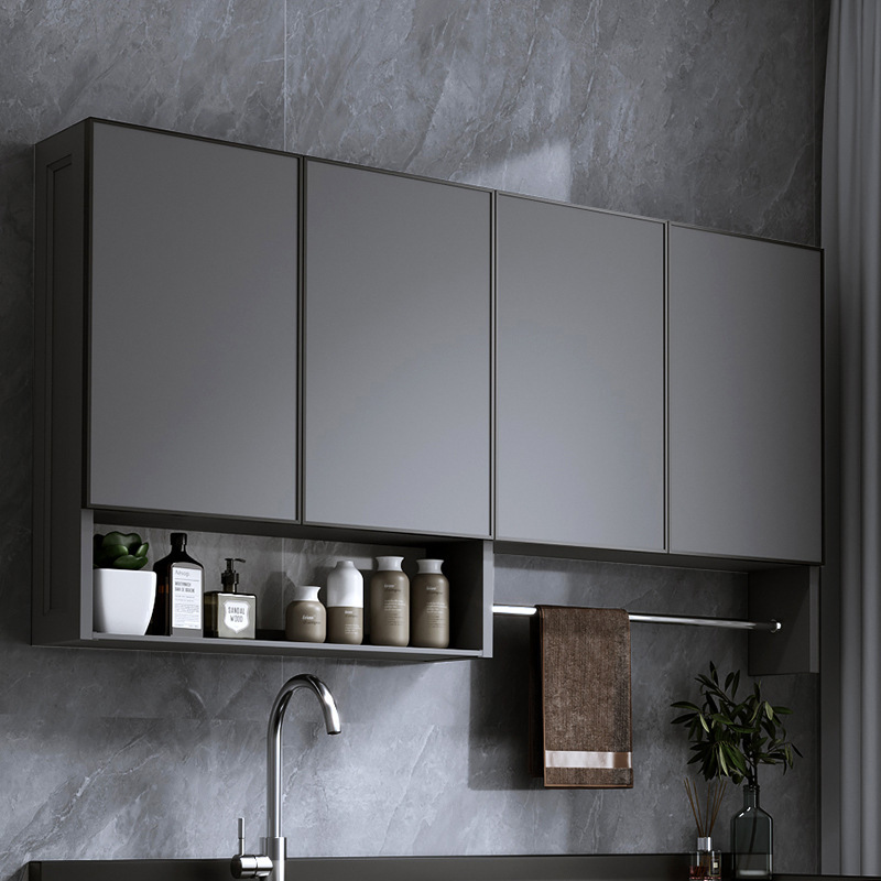 Aluminum Alloy Balcony Hanging Cabinet Wall Storage Cabinet Washing Machine Wall Cabinet Bathroom Wall Space Aluminum Storage Cabinet