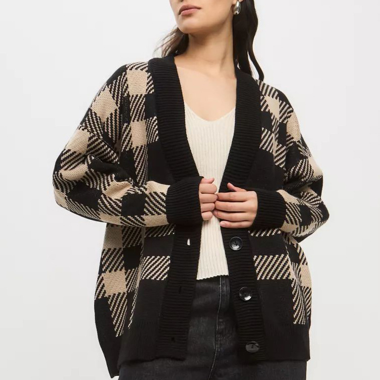 Women's Clothing Karelian plaid single breasted button down cardigan jacket_voghion.com