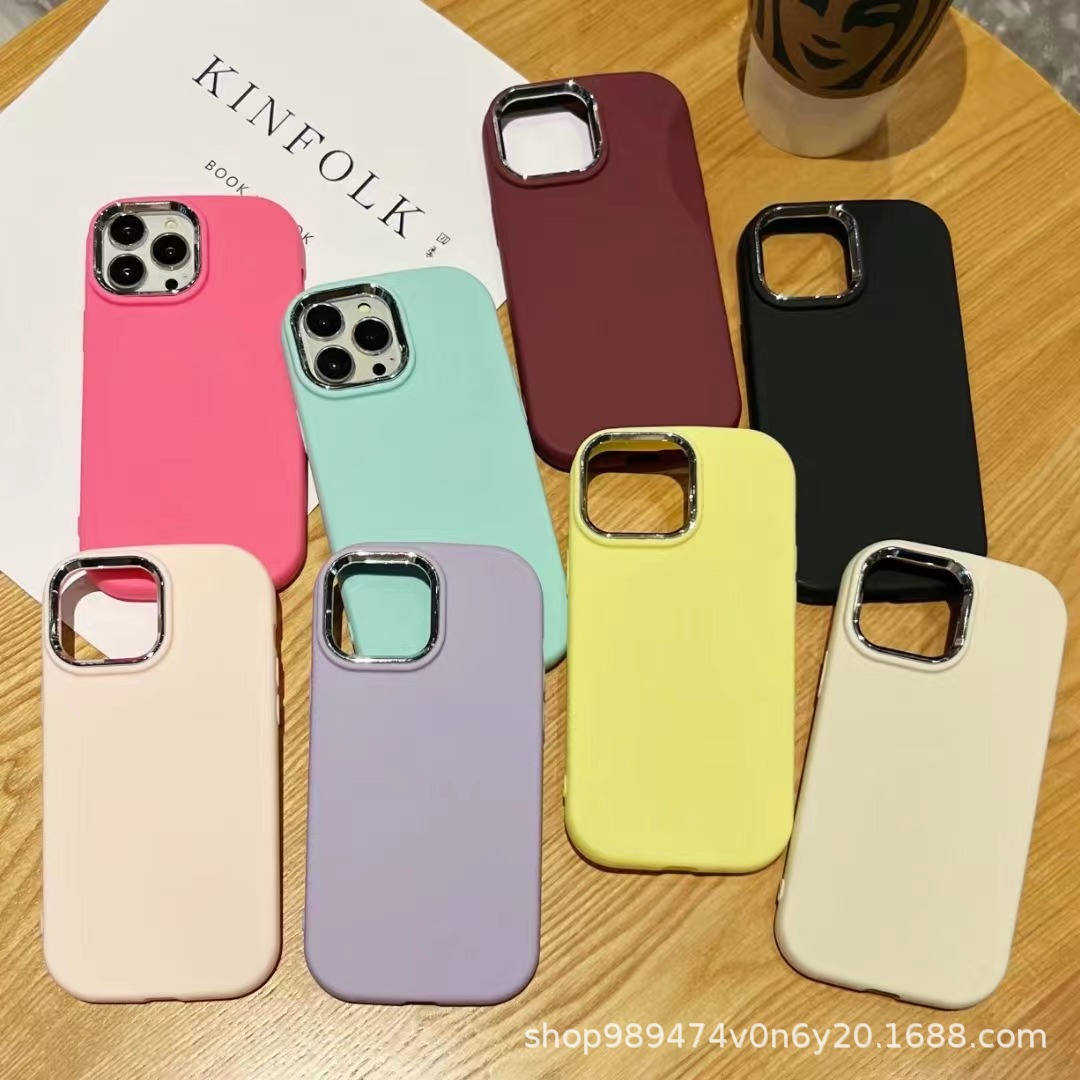 Gordas de silicio galvanizado marco de material esmerilado caso para Apple 16PROMAX agujeros grandes todo incluido elíptico TPU caso de teléfono móvil