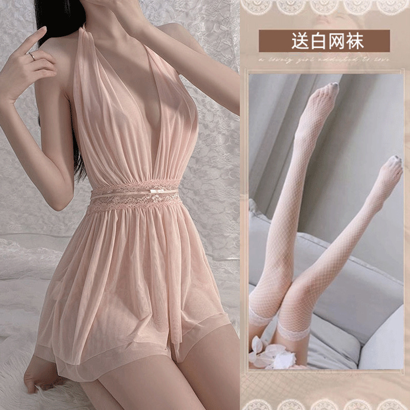 핑크 [T바지 포함] + 흰색 망사스타킹