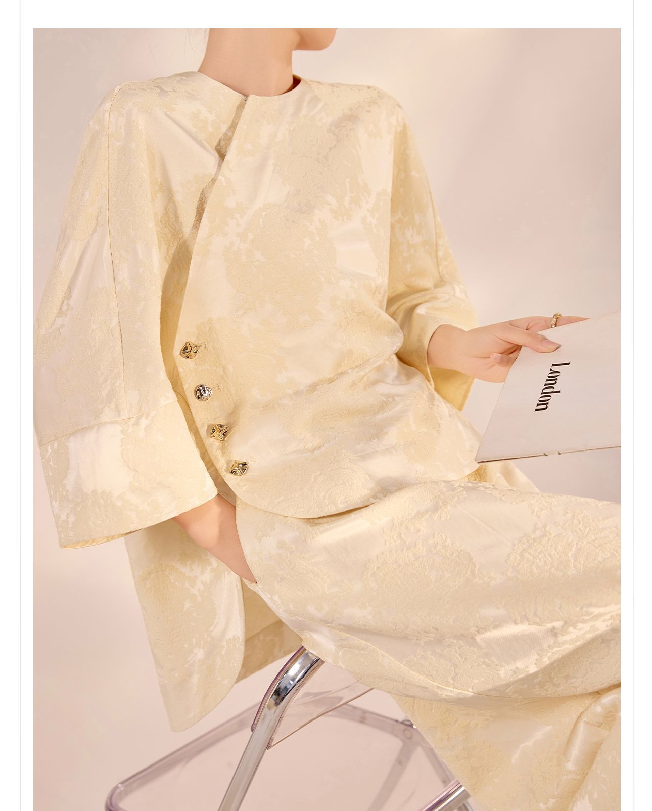 Bộ áo chân váy phong cách Trung Quốc mùa xuân hè chất liệu rayon rộng rãi — Áo, Váy nửa chi tiết 3