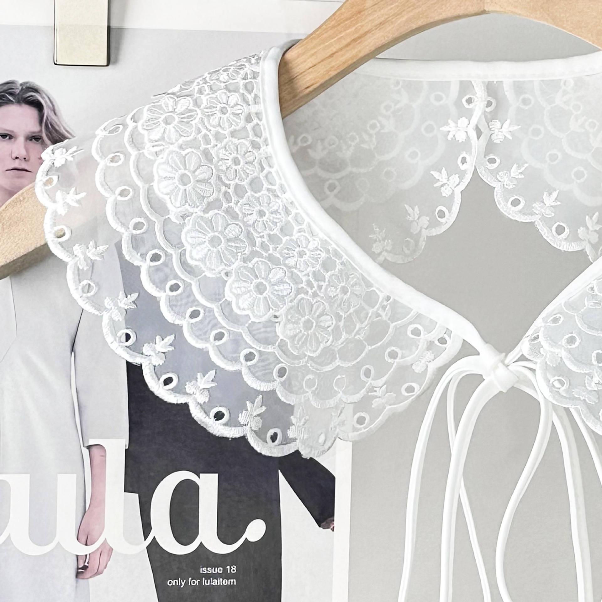 Collar bordado de encaje blanco multicapa encaje + correa diseño de ropa de mujer decoración accesorios
