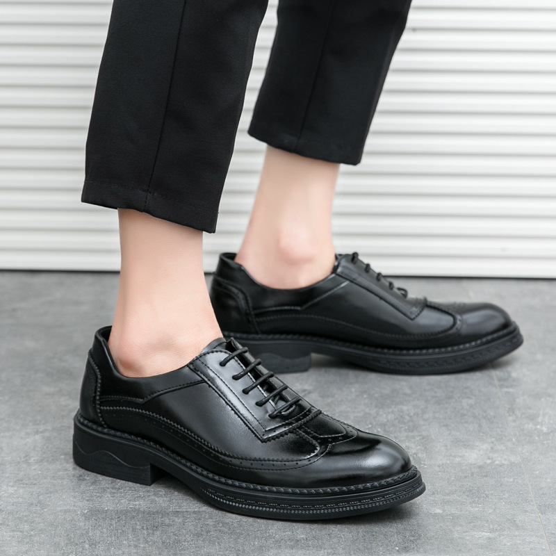 Transfronterizos zapatos de cuero retro de tamaño grande primavera y otoño 2024 nuevo hombre bloque correa de negocios zapatos casuales de cuero image 5