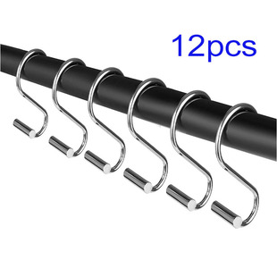 New Stainless Steel Solid Window Shower Curtain Hooks Kitchen and Bathroom Door Curtain S-Shaped Hooks Two-Color Optional Furniture Accessories Hooks
