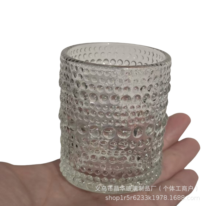 5565 tamaño de taza de vela Amazon candelabros en relieve de vidrio taza de cera de té taza vacía