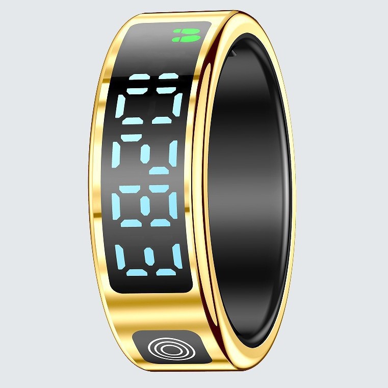 Bague connectée SR08 avec écran tactile multifonctionnel, moniteur de fréquence cardiaque, d'oxygénation sanguine et de sommeil_voghion.com