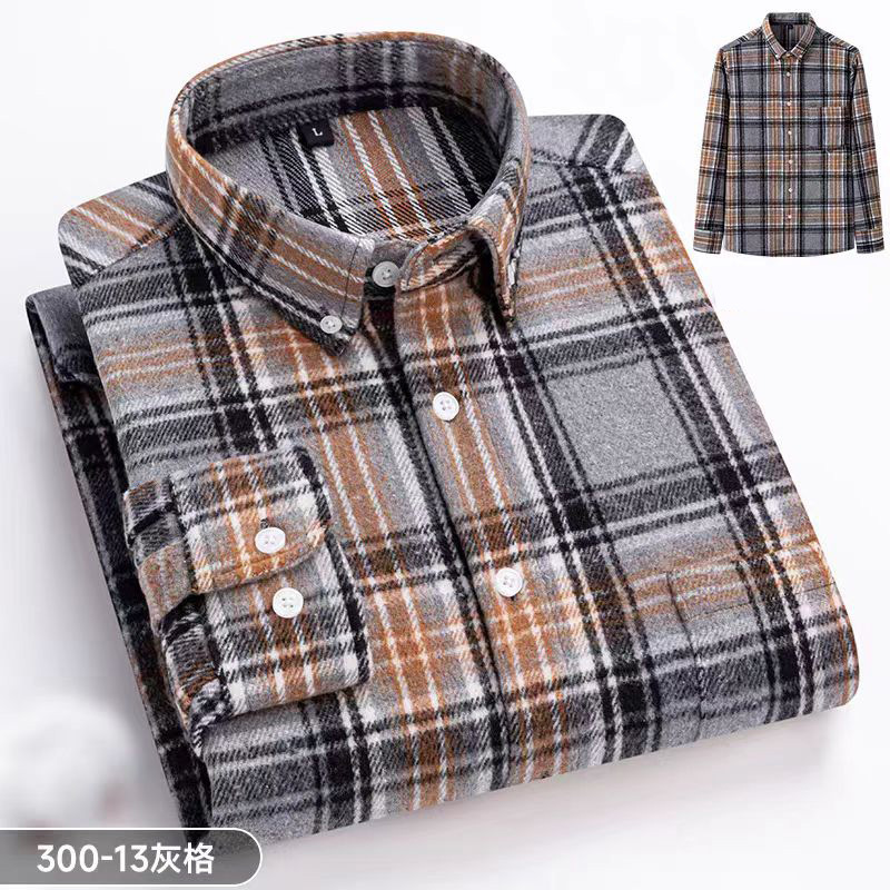 [Aumentar el grosor] camisa de manga larga de primavera y otoño de hombre de moda casual camisa caliente de malla gruesa