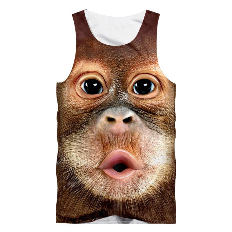 Cross-border Foreign Trade New Mesh Cloth Men's Sleeveless Top Men's Digital Printing Animal Funny Vest Halloween
