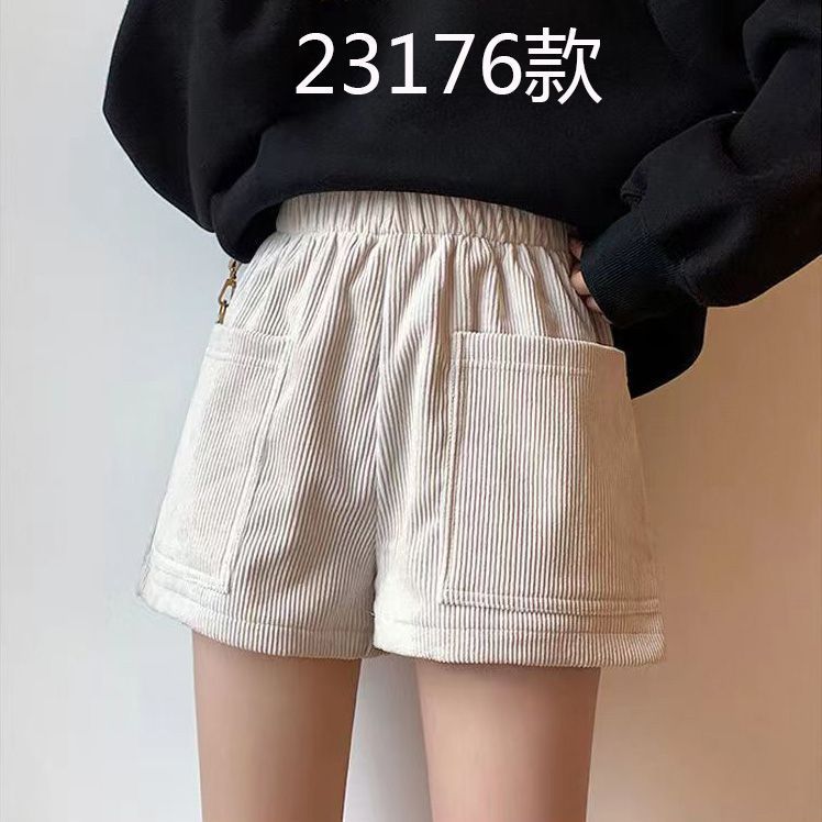 灯芯绒短裤女秋冬2025韩版新款宽松阔腿裤a字靴裤休闲百褶裤裙子|undefined