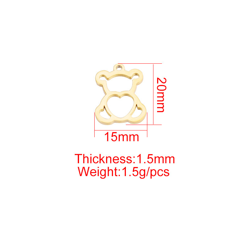 1 Piece Stainless Steel 18K Gold Plated Bear Heart Shape Pendant display picture 1