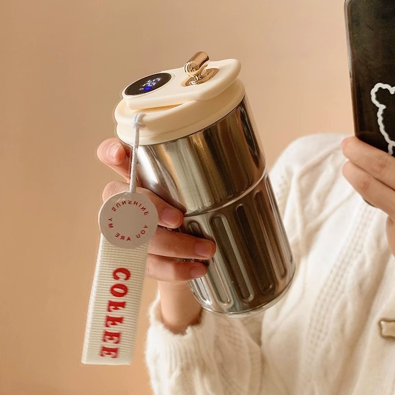 新しいスズランフラワー 316 ステンレス鋼コーヒーカップセラミックライナー断熱カップ大容量高価値ギフトウォーターカップ|undefined
