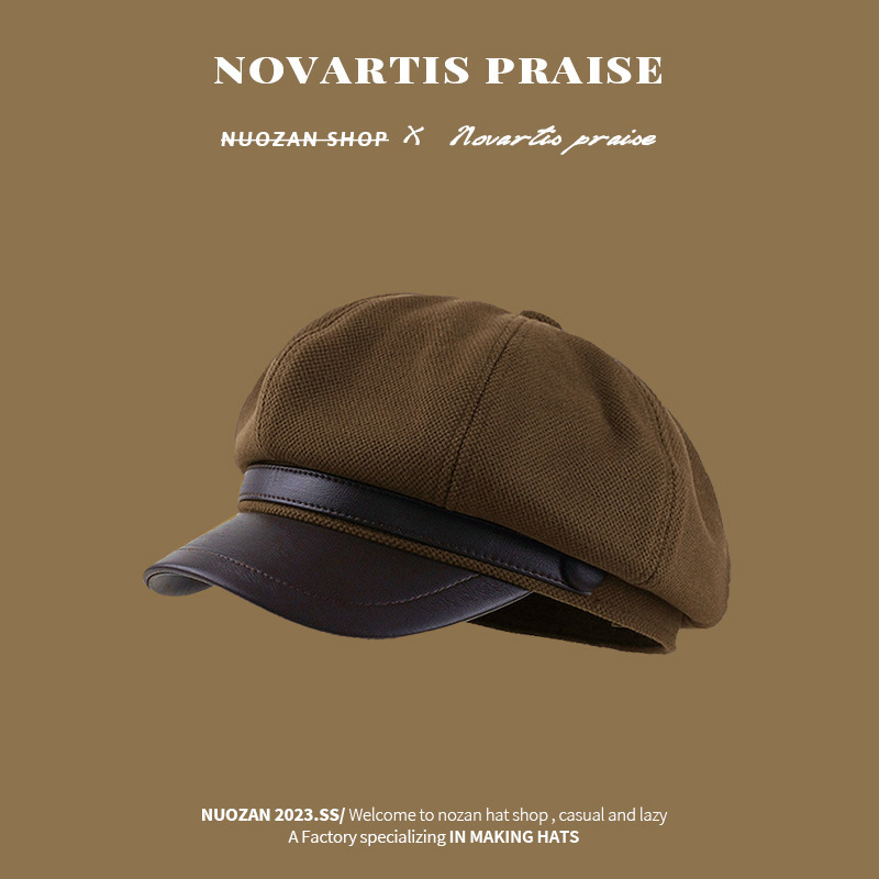 El otoño y el Invierno nueva carta octogonal sombrero de estilo Japonés artístico retro versátil pintor boina grande circunferencia la cabeza tapa enarbolada