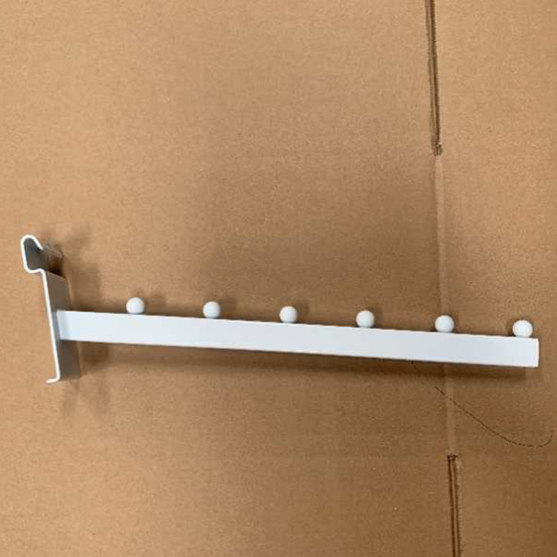 Fabricante fuerte gancho de placa de ranura 18 tubo cuadrado 6 perlas 400mm estantes de tienda de ropa muestran gancho negro