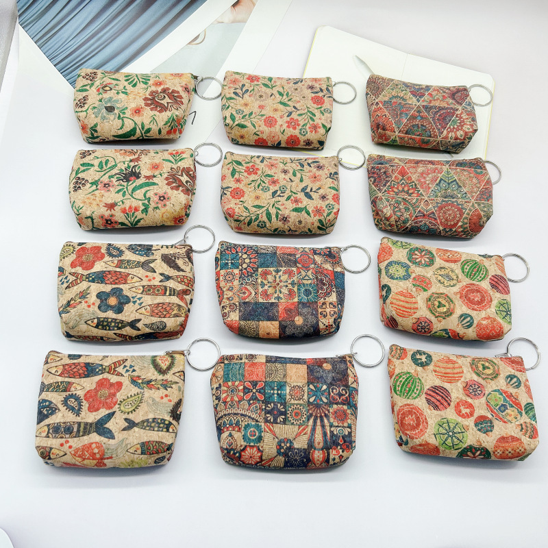 Cross-Border Temu Shein Women's Cork Grain Coin Purse Mini Coin Bag Fashionable Soft Zipper Coin Small Wallet Cross-Border Temu Shein Women's Cork Grain Coin Purse Mini Coin Bag Fashionable Soft Zipper Coin Small Wallet