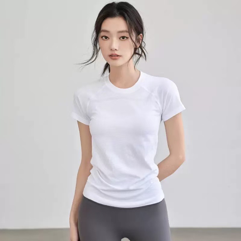 새로운 스포츠 빠른 건조 반팔 여성 러닝 테니스 탑 필라테스 피트니스 요가 티셔츠 통기성과 빠른 건조