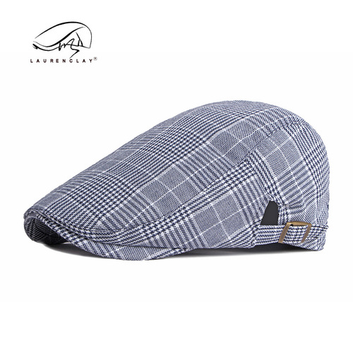 Plaid beret men's British retro spring and summer thin Korean style fashionable casual forward hat women's duck bill painter's hat