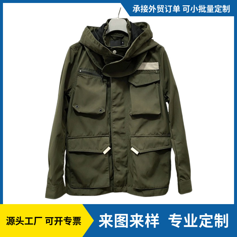 Foreign trade. Made men's multi-pocket trend soft shell jacket jacket jacket hooded frock windproof jacket Foreign trade. Made men's multi-pocket trend soft shell jacket jacket jacket hooded frock windproof jacket