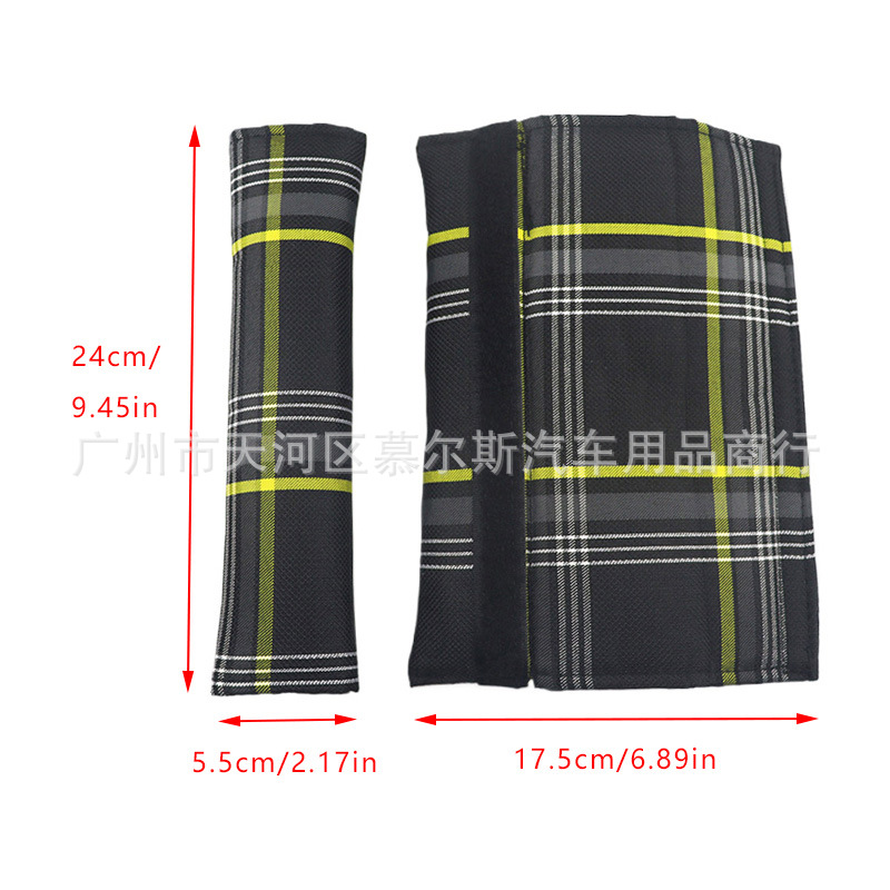 Car Seat Belt Shoulder Pads Car Plaid Shoulder Pads Pair Driving Shoulder Protectors Car Interior Accessories Set