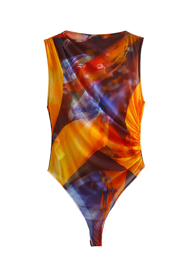 AliExpress comercio exterior 2024 primavera y verano nueva ropa de mujer estilo europeo y americano plisado decoración slim-fit sexy mono de red de seda